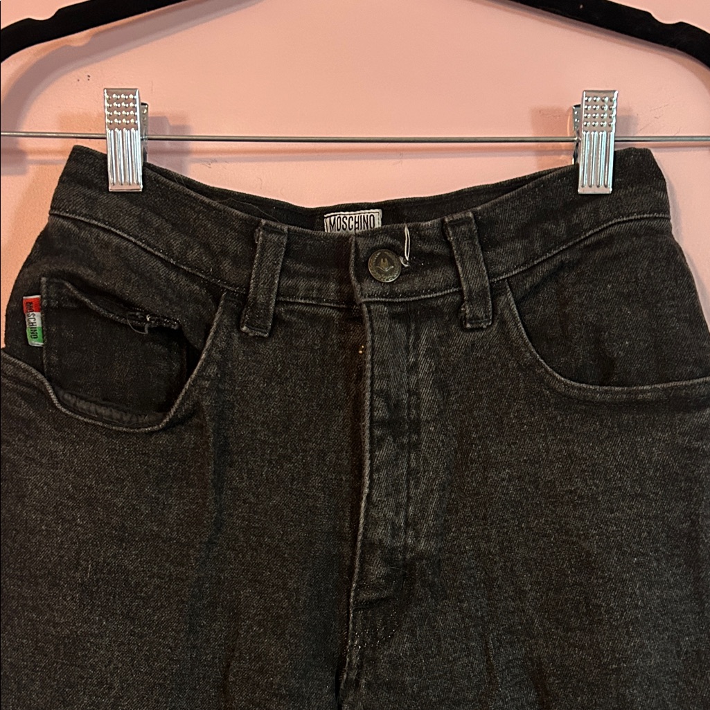 Moschino Black Denim Jeans With Peace Logo